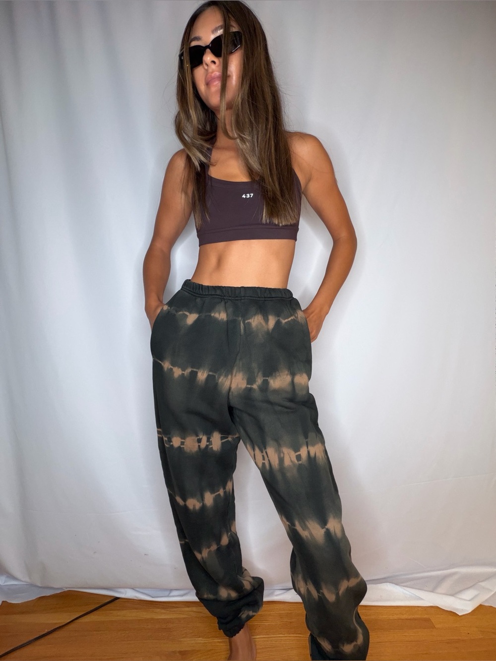 I.AM.GIA Black and Beige Tie-Dye Track Pants